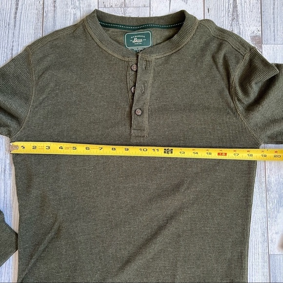 G.H.BASS & CO. Solid Waffle-Knit 3Button Men’s Henley Thermal Army Shirt Size S - Picture 11 of 11